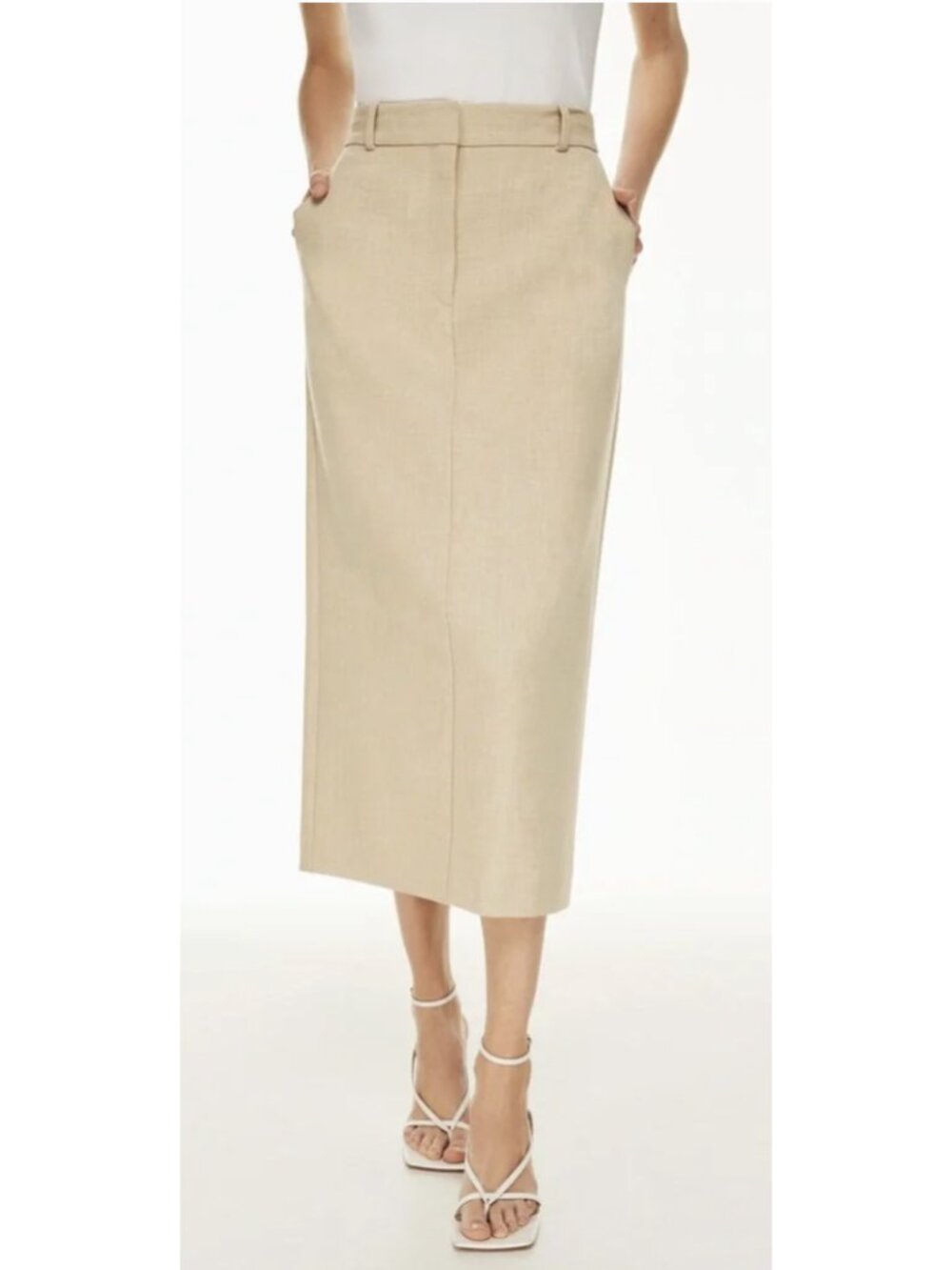 ARITZIA BABATON Chisel Maxi Skirt in Heather Oat Size 00 Minimalist Office